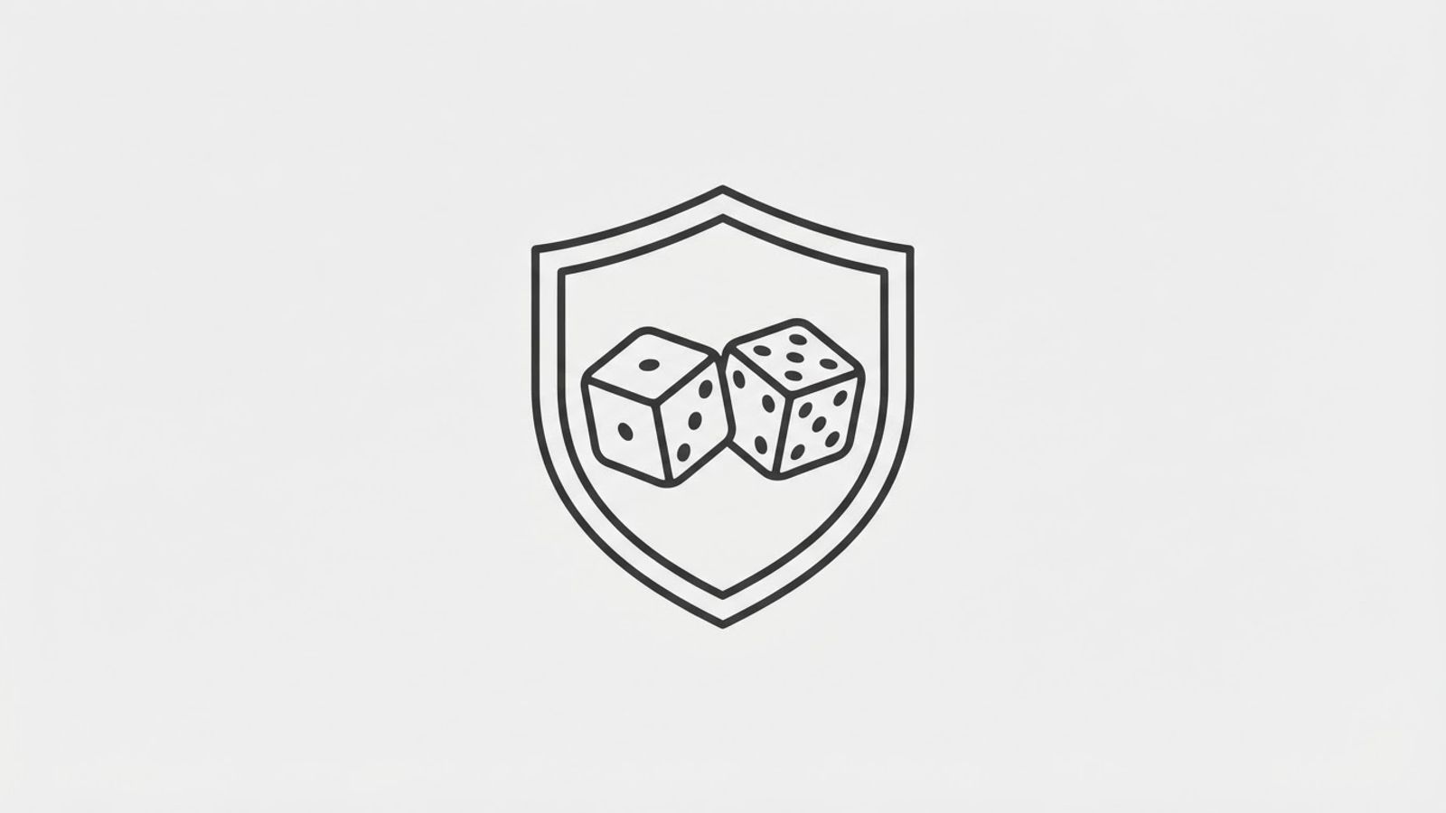 Emblème de dés et bouclier minimaliste