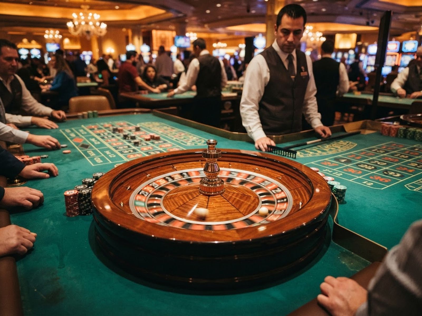 Roue de roulette en mouvement sur une table de casino