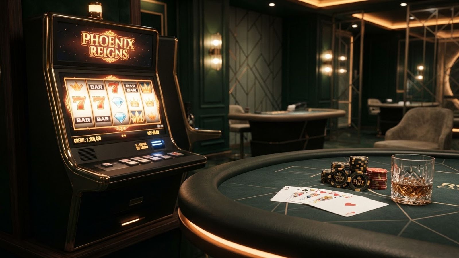 Machine à sous et cartes dans un casino en ligne