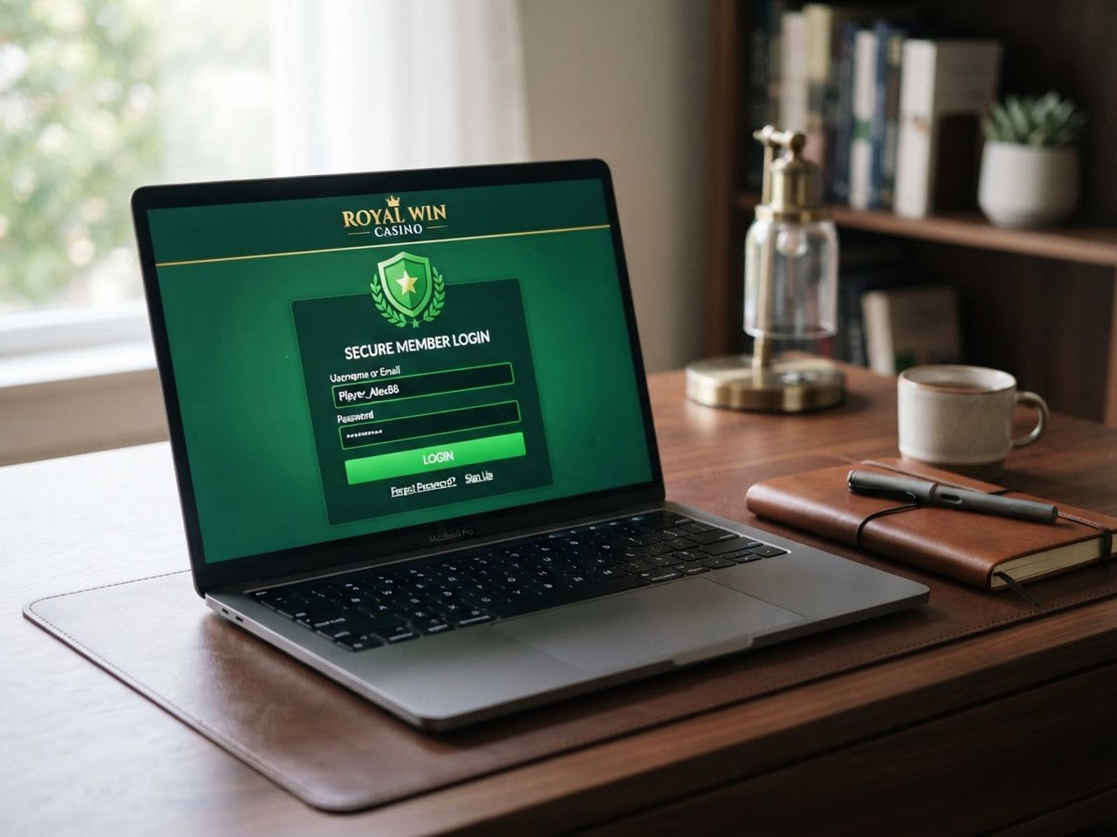 Écran de connexion sécurisé d'un casino en ligne