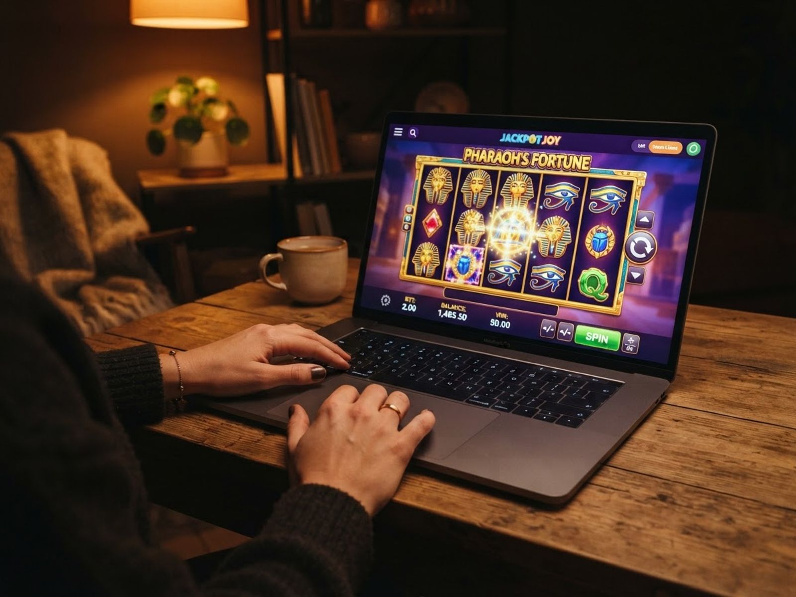 Joueur sur ordinateur portable découvrant un casino en ligne